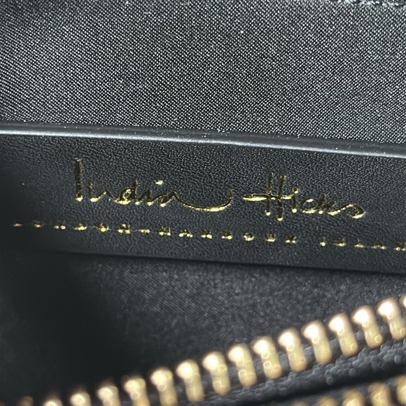 India Hicks Moonlight Metallic Gold Black Leather Clutch Wristlet NEW - Picture 8 of 16